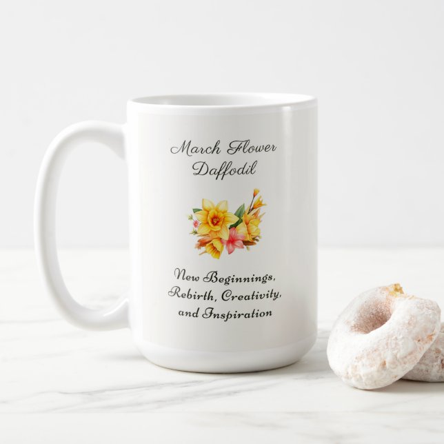 March Birth Month Flower Daffodil Birth Gift     Coffee Mug (With Donut)