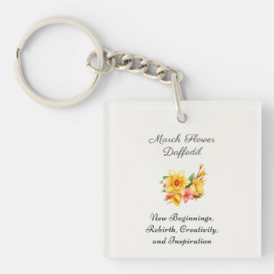 March Birth Month Flower Daffodil Birth Gift Key Ring