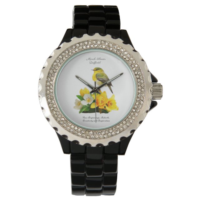 March Birth Month Flower Vibrant Birthday Gift Watch (Front)