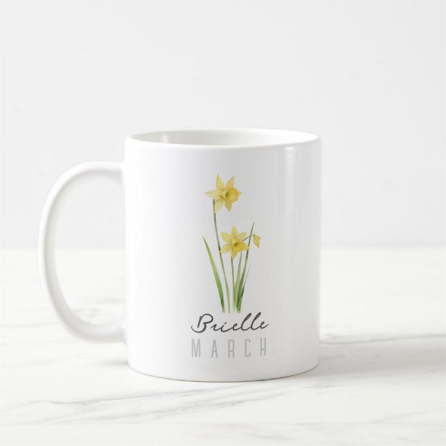 March Birth Month Flower w/Name – Daffodil Coffee Mug (Left)