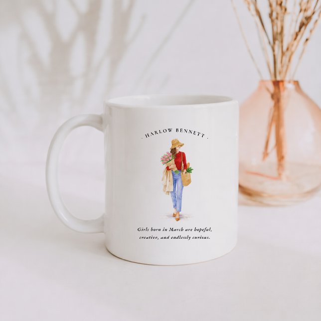 March Birth Month Girl | Monogram  Coffee Mug (Creator Uploaded)