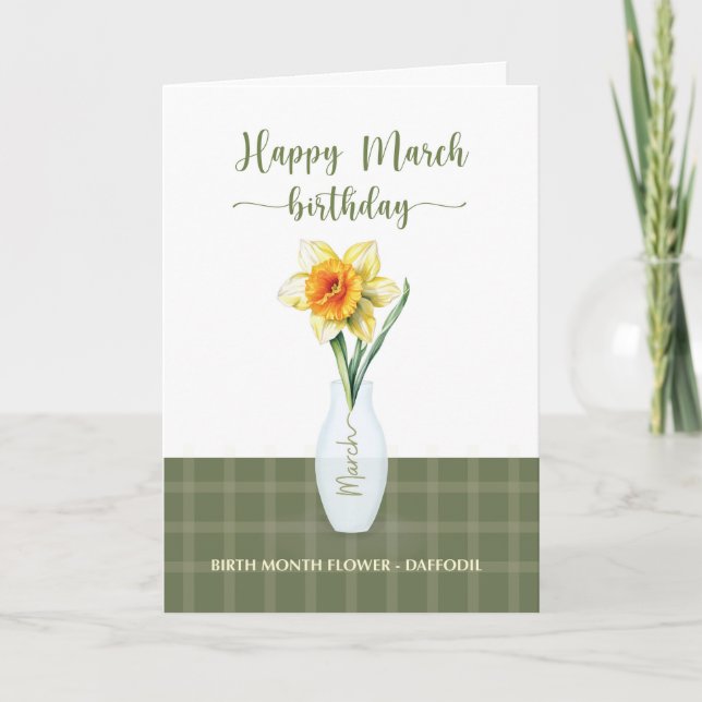 March Birthday Birth Month Flower Daffodil Card (Front)