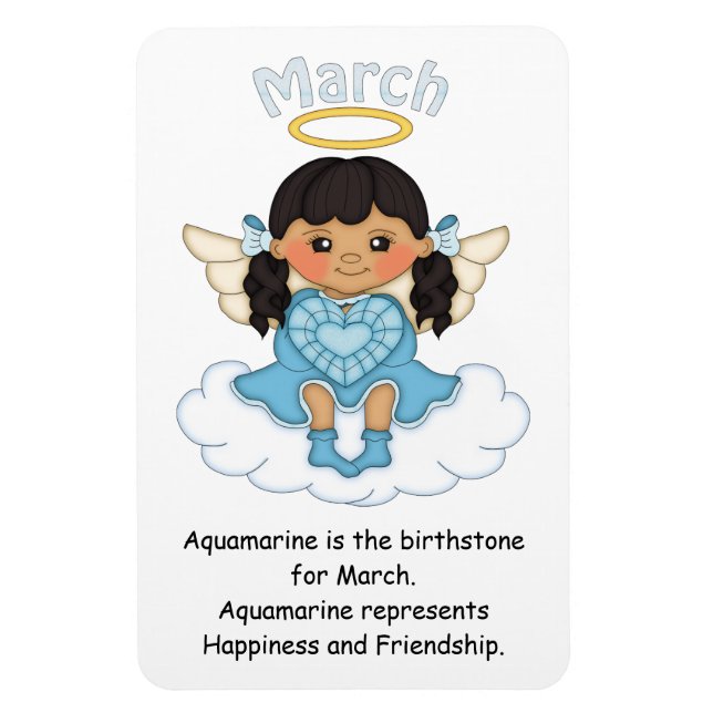 March Birthstone Angel Black Premium Magnet (Vertical)