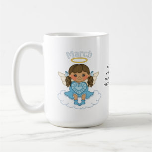 March Birthstone Angel Brunette Coffee Mug