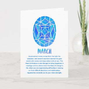 March Birthstone Aquamarine Birthday Watercolor Card