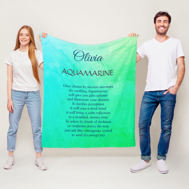 March Birthstone Aquamarine design Fleece Blanket (In Situ)