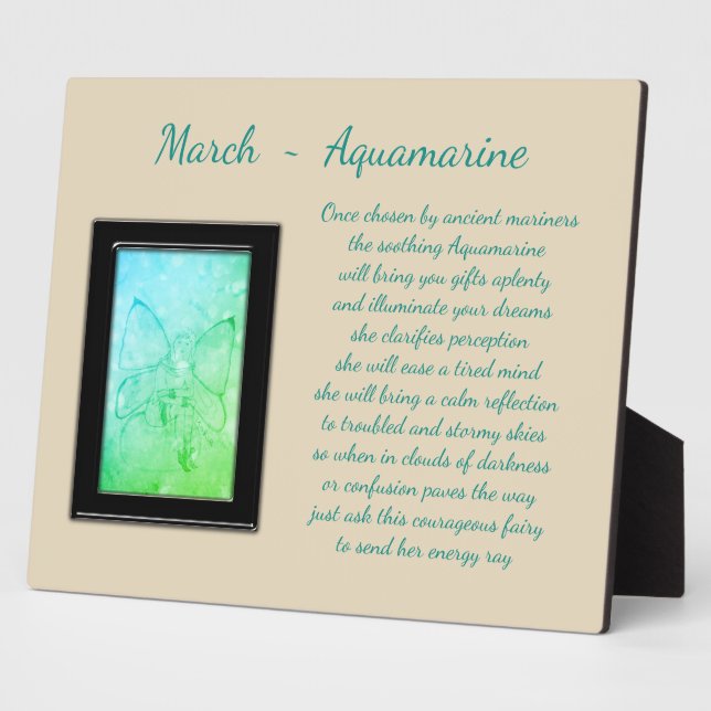 March Birthstone Aquamarine Plaque (Side)