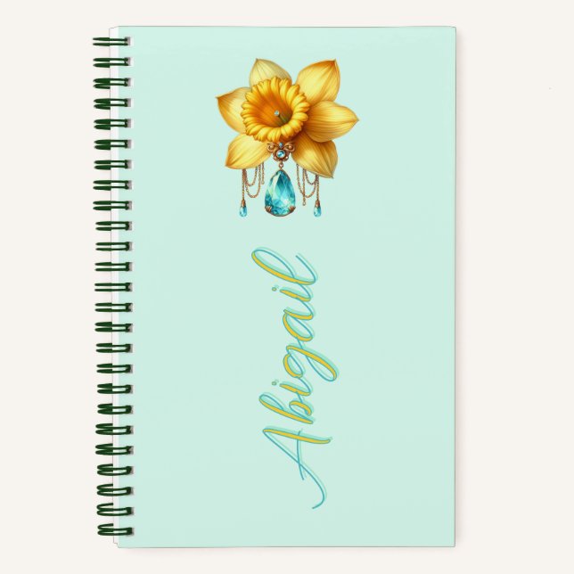 March Bloom Personalised Keepsake  Notebook (Front)