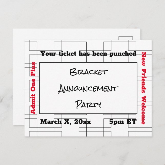 March Bracket Basketball Announcement Party Postcard (Front/Back)