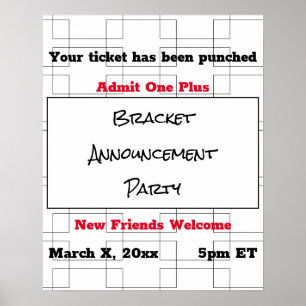 March Bracket Basketball Announcement Party Poster