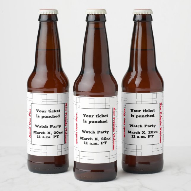 March Bracket Basketball Watch Party Beer Bottle Label (Bottles)