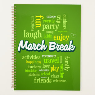 March Break Word Cloud Typography School Vacation Planner