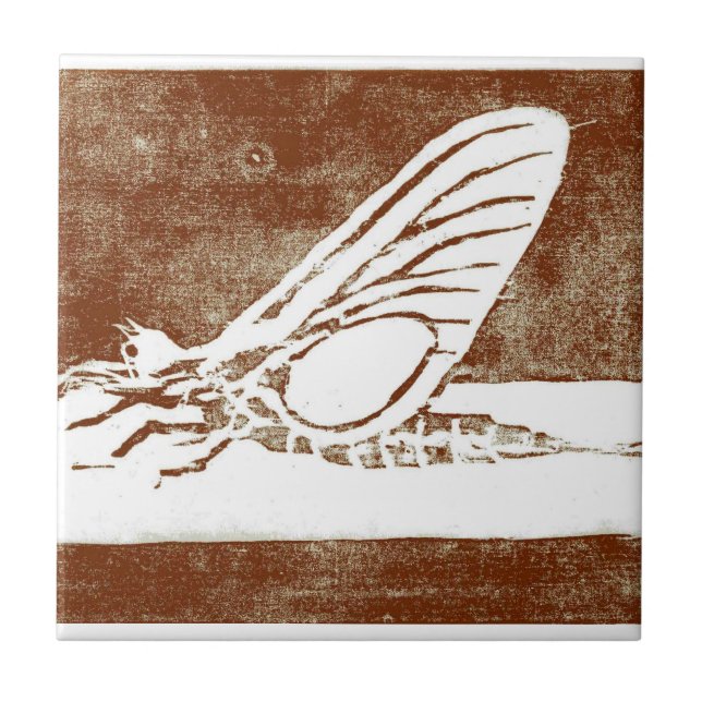 March brown mayfly trout fly ceramic tile (Front)