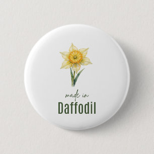 March Daffodil Birth Flowe T-Shirts Watercolor 6 Cm Round Badge
