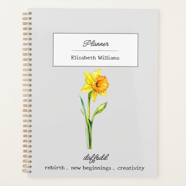 MARCH DAFFODIL BIRTH FLOWER PERSONALIZED  PLANNER (Front)