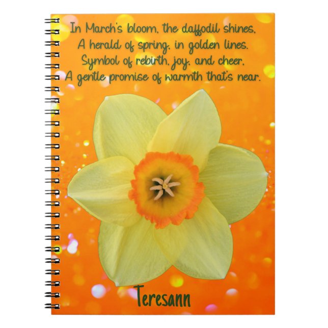 March Daffodil Birth Flower Spiral Notebook (Front)