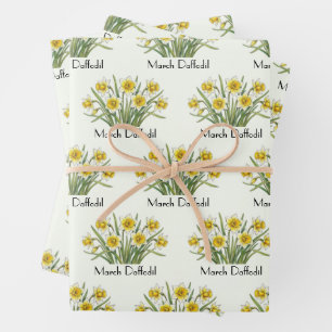 March Daffodil Flowers Wrapping Paper Sheet