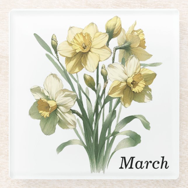 March Daffodil Glass Coaster & Trivet (Front)