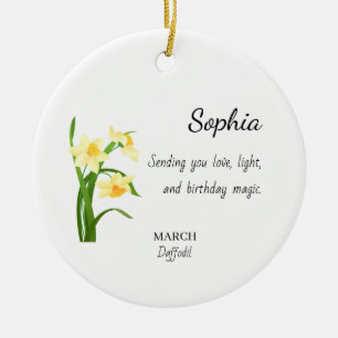 March Daffodil Personalised Birthday Ceramic Ornament