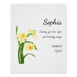 March Daffodil Personalised Birthday Poster