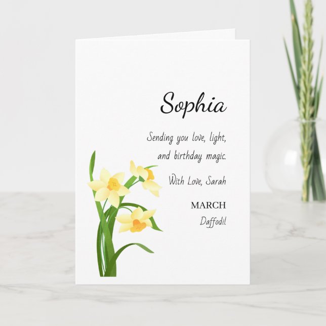 March Daffodil Personalized Birthday Card (Front)