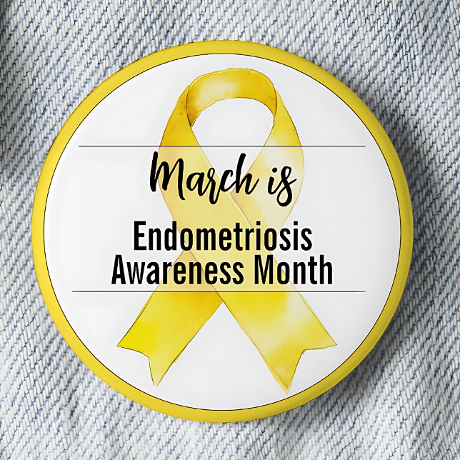 March Endometriosis Awareness Month Ribbon 6 Cm Round Badge (March is Endometriosis Awareness Month pinback button.)