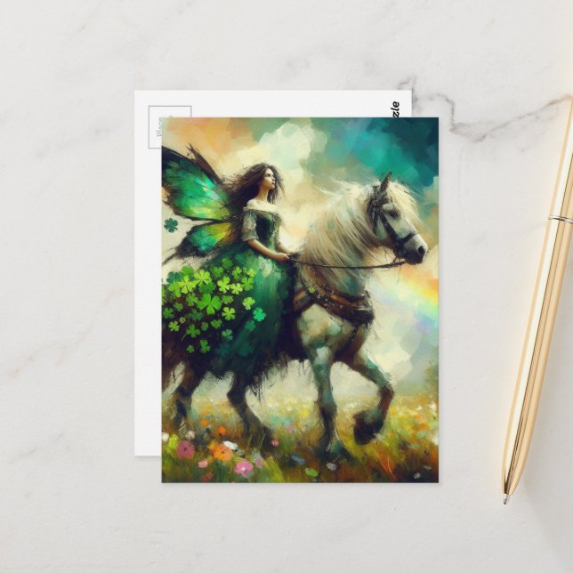 March Fairy riding her Horse Postcard (Front/Back In Situ)