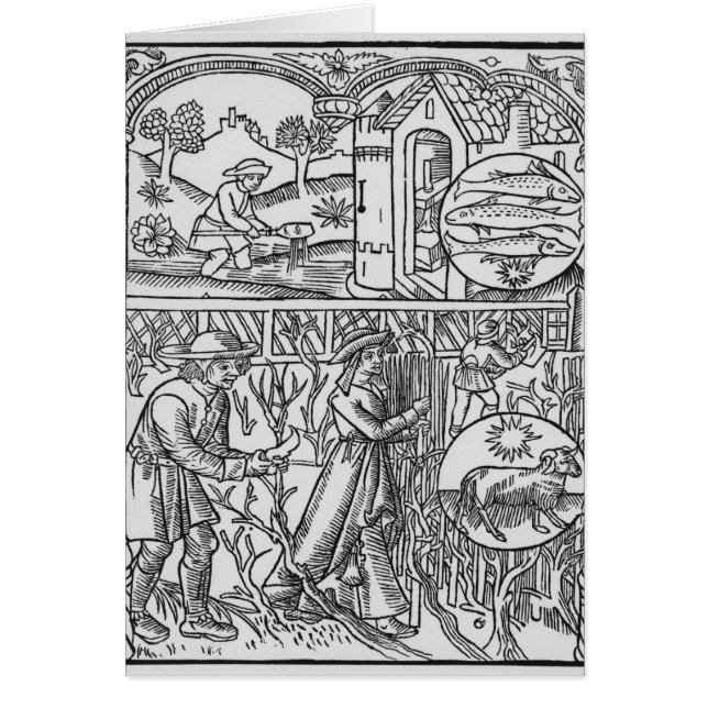 March, fishing and pruning trees, Pisces (Front)