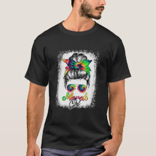 March Girl Birthday For Women Glasses Messy Bun Ti T-Shirt