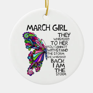 March Girl She Whispered Back I Am Storm Butterfly Ceramic Ornament