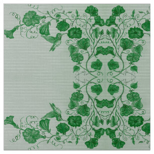 March Green Hummingbird Fabric