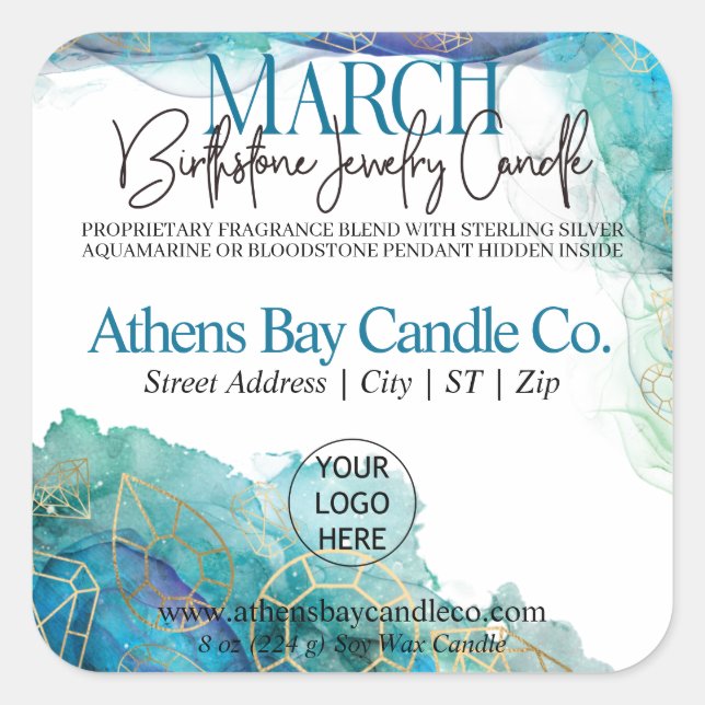 March Hidden Jewellery Candle Product Label (Front)