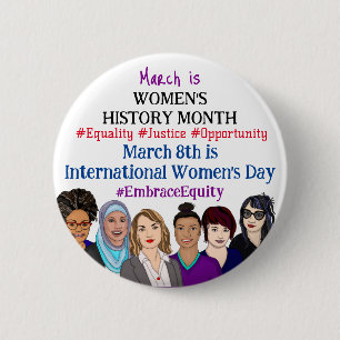 March is International Women's Day    6 Cm Round Badge