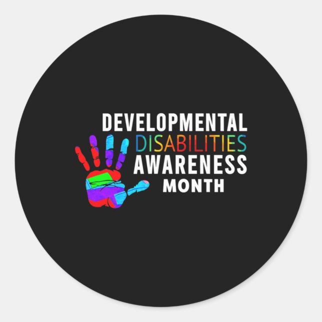 March Is National Developmental Disabilities Aware Classic Round Sticker (Front)