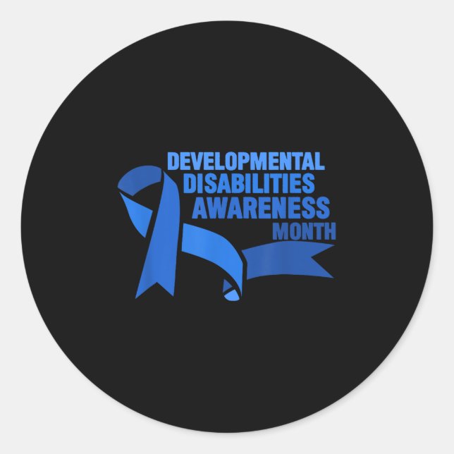 March Is National Developmental Disabilities Aware Classic Round Sticker (Front)