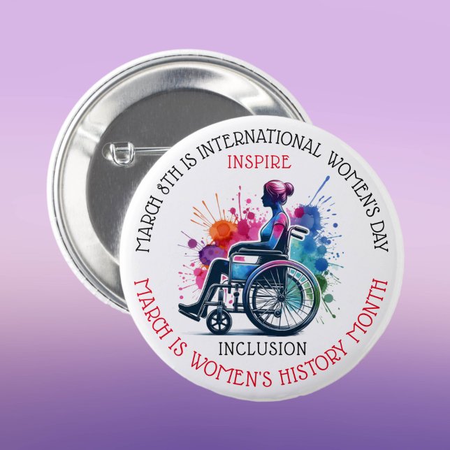 March is Women's History Month   Inspire Inclusion 6 Cm Round Badge (Creator Uploaded)