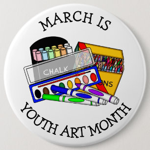 March is Youth Art Month 6 Cm Round Badge