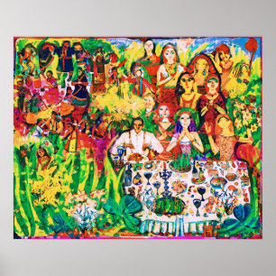 March Naive Folk Art Spring Celebration Poster