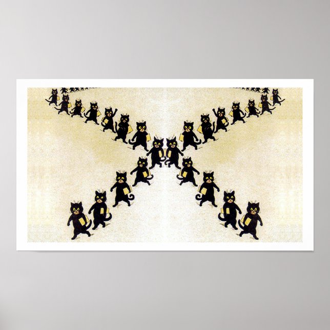 March of black cats, Louis Wain Poster (Front)
