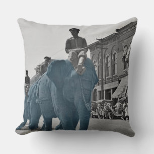 March of the Blue Blue Elephants Ca. 1920's circus Cushion