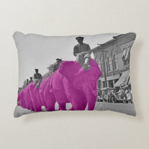 March of the Pink Elephant Circa 1920's Circus Decorative Cushion