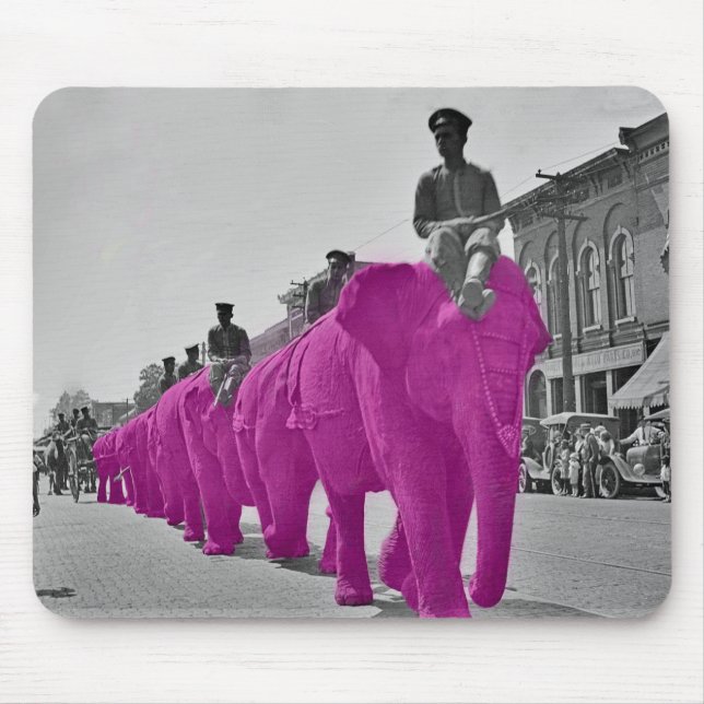 March of the Pink Elephant Circa 1920's Circus Mouse Pad (Front)