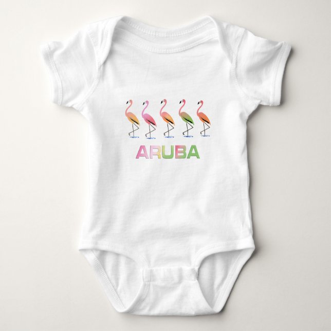 March of the Tropical Flamingos ARUBA Baby Bodysuit (Front)