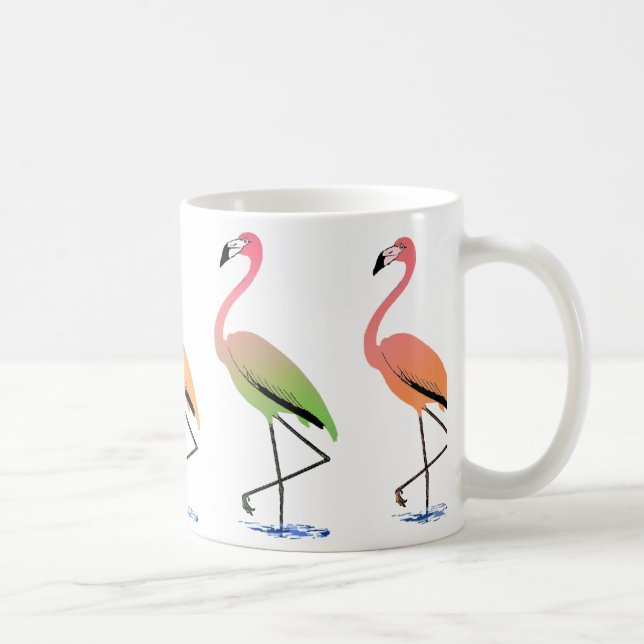 March of the Tropical Flamingos Coffee Mug (Right)