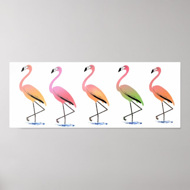 March of the Tropical Flamingos Poster (Front)