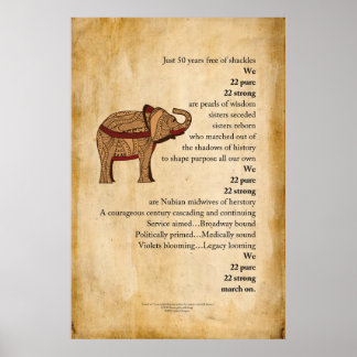 "March On"  Poem Elephant Parchment Poster