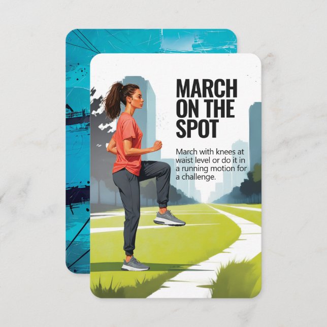 March On The Spot Fitness Card with Blue Backing (Front/Back)