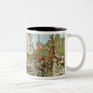March-Past in the Place de la Republique Two-Tone Coffee Mug
