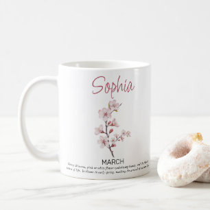 March Personalised Birth Flower  Coffee Mug