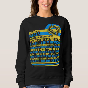 March Pisces Facts Zodiac Sign Sunflower Astrology Sweatshirt